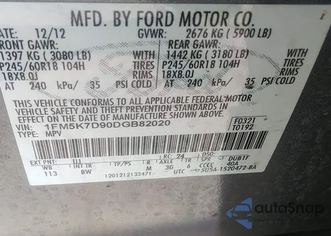 2013 Ford Explorer Xlt from USA, damaged, VIN 1FM5K7D90DGB82020